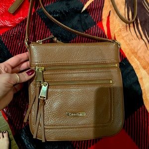 Calvin Klein Tan Leather Crossbody Bag